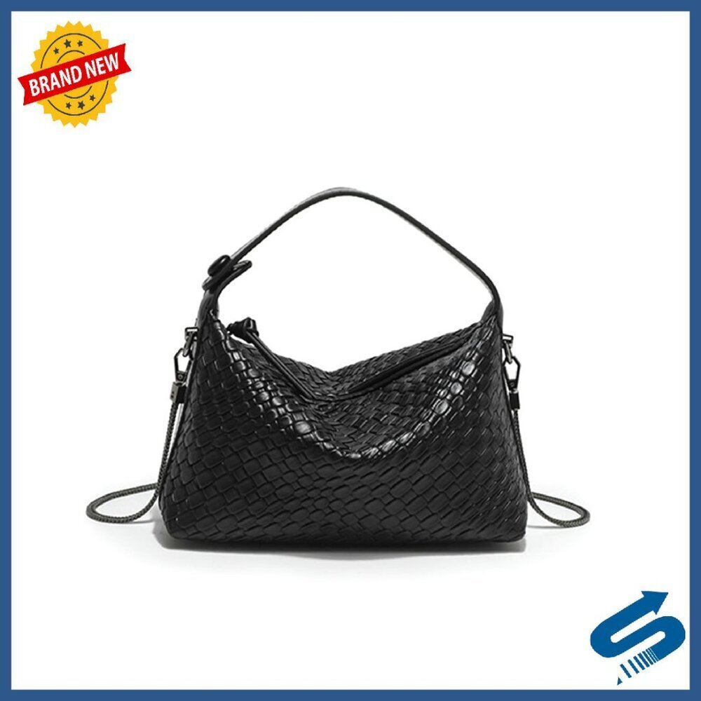 Vegan Leather Hobo Tote with Detachable Chain Crossbody Shoulder Bag
